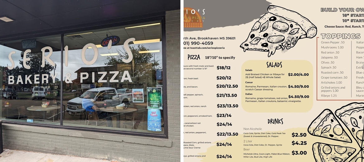 Serio's Pizzeria Menu