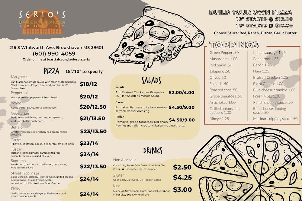 Serio's Pizzeria Menu image 1